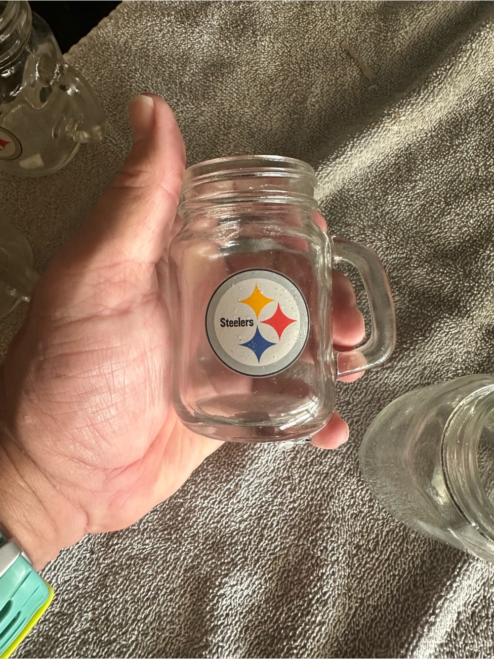 Pittsburgh Steelers Mini Mason Mug - Clear Glass with Team Logo